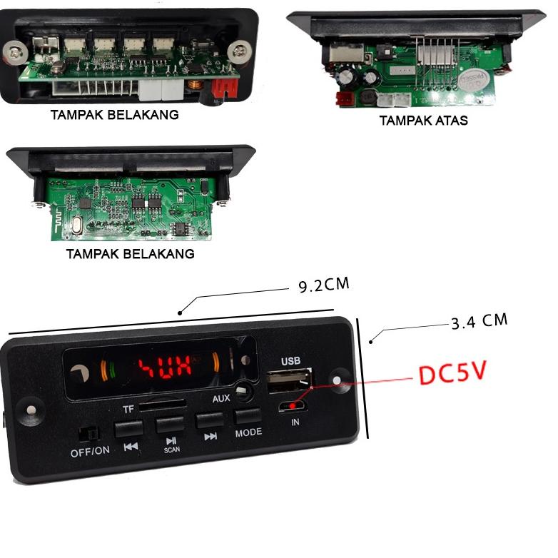 [PRODUK YKRPI] modul mp3 bluetooth 5V-12V stereo 2x3watt 029BT JLJ