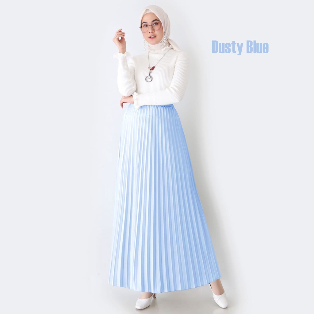 Rok Plisket - Rok  Wanita Bahan Premium ( Varian 1 )-DUSTY BLUE