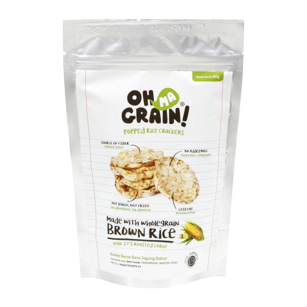 Oh Ma Grain Roasted Corn NO MSG - Makanan Ringan Snack Cemilan Anak Organik
