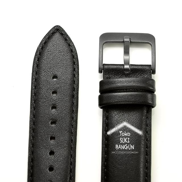 TALI JAM 20mm Leather PLAIN Buckle BLACK Kulit Watch Strap