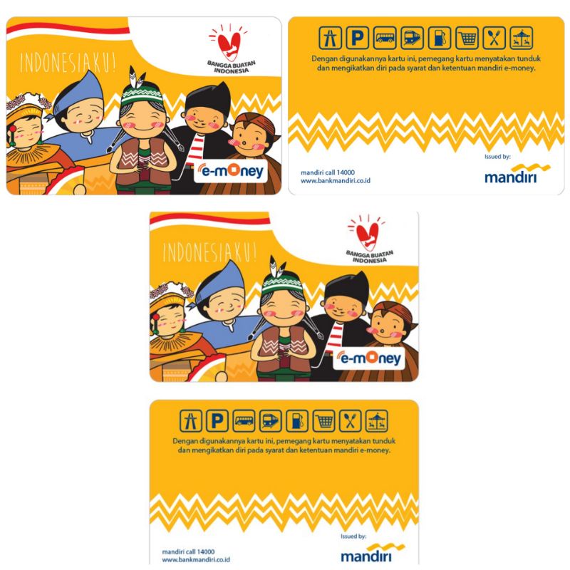 Mandiri eMoney Card INDONESIAKU BHINNEKA ORI /Like eTOLL Tapcash Flazz or Brizzi