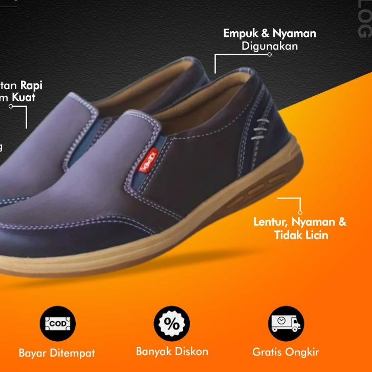 Sepatu Selop Pria Kulit Casual J 28 | Sepatu Slop Cowok | Sepatu Slop Kulit Pria | Sepatu Loafers