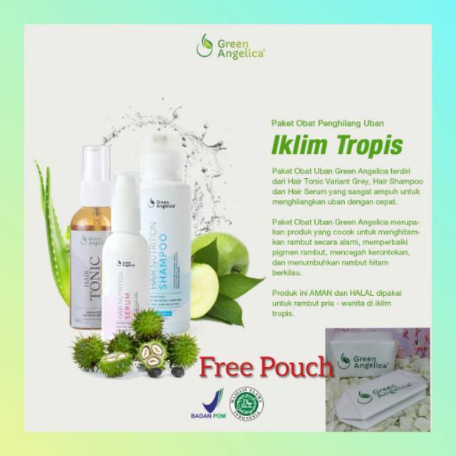 Paket penghilang Uban Penghitam Uban Alami Green Angelica