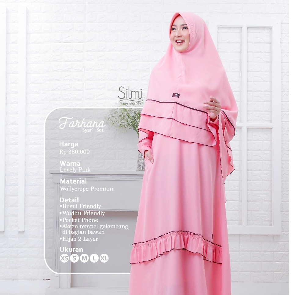 Farhana Dress Gamis Syari + Khimar bahan Tebel Halus Jatuh