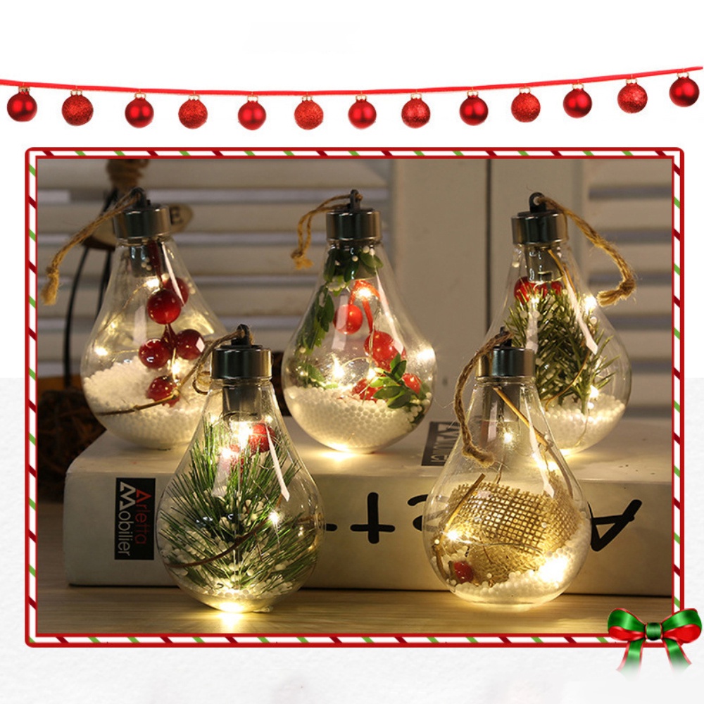 LED transparent christmas ornament christmas tree decoration pendant plastic bulb ball OW