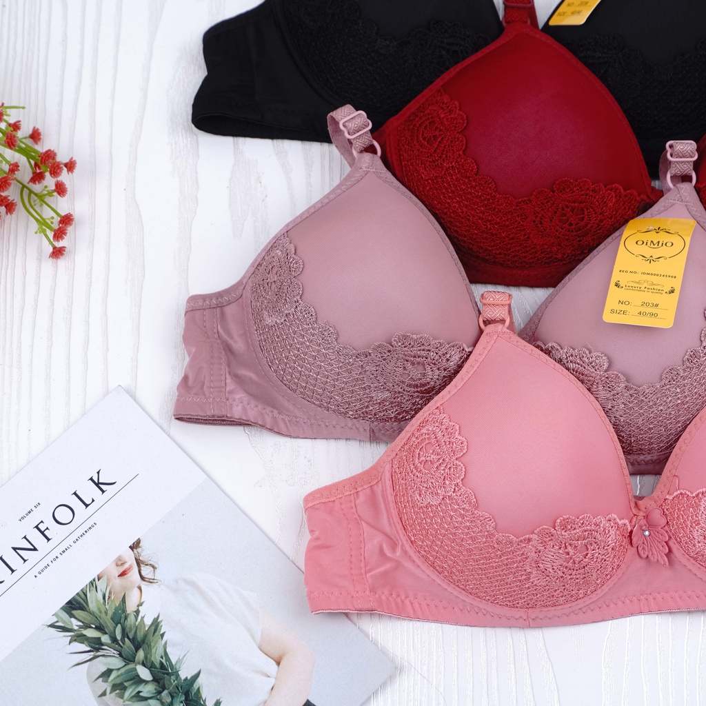 VS - BRA Wanita BH Motif Halus Premium / BH Wanita OIMIO Tanpa Kawat Busa Tebal Kualitas Premium AA930