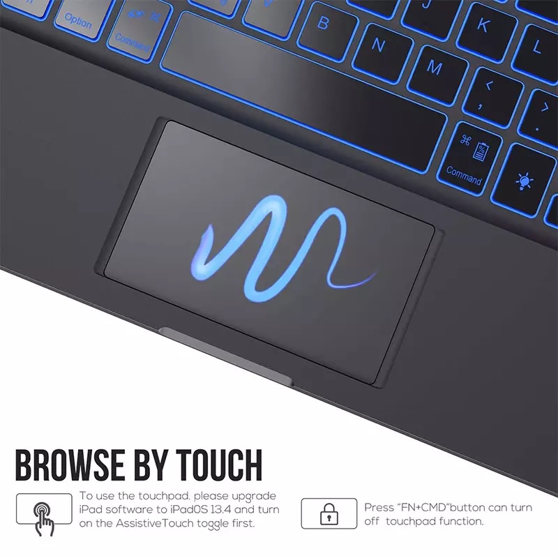 WIWU Waltz Rotating Keyboard with Touchpad - 10.2-inch (2019/2020) &amp; 10.5-inch (2017/2019) - Casing dengan Keyboard Bluetooth