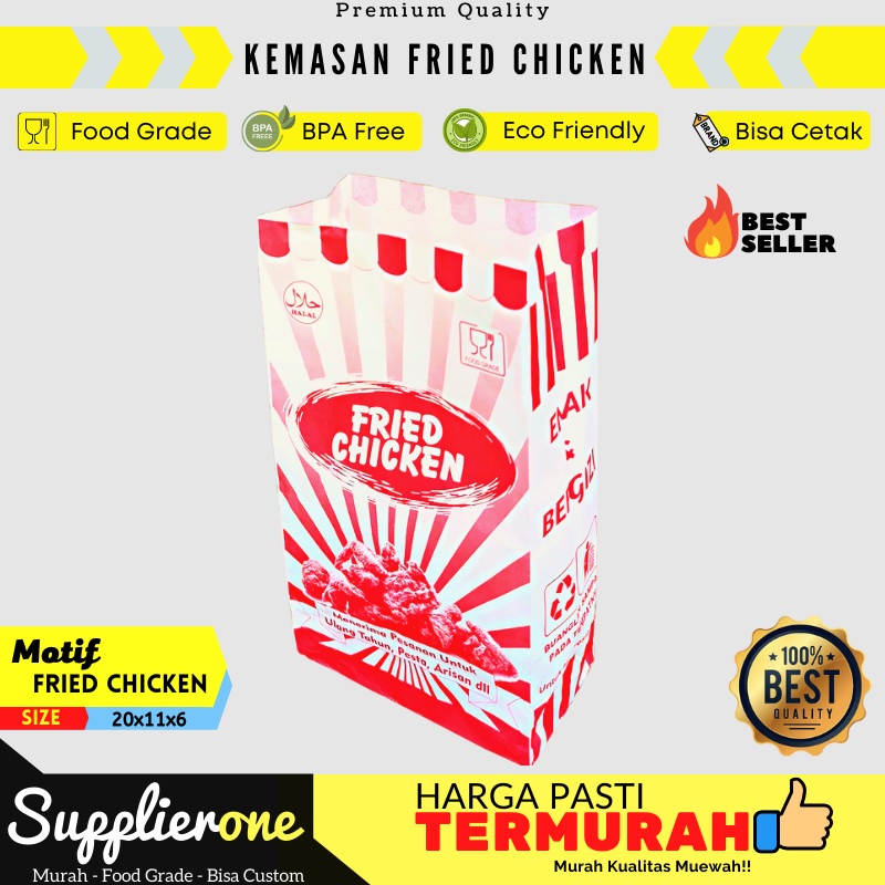 Kemasan Fried chicken / Kantong Fried Chicken / Kantong Kertas Fried Chicken / Bungkus Fried chicken