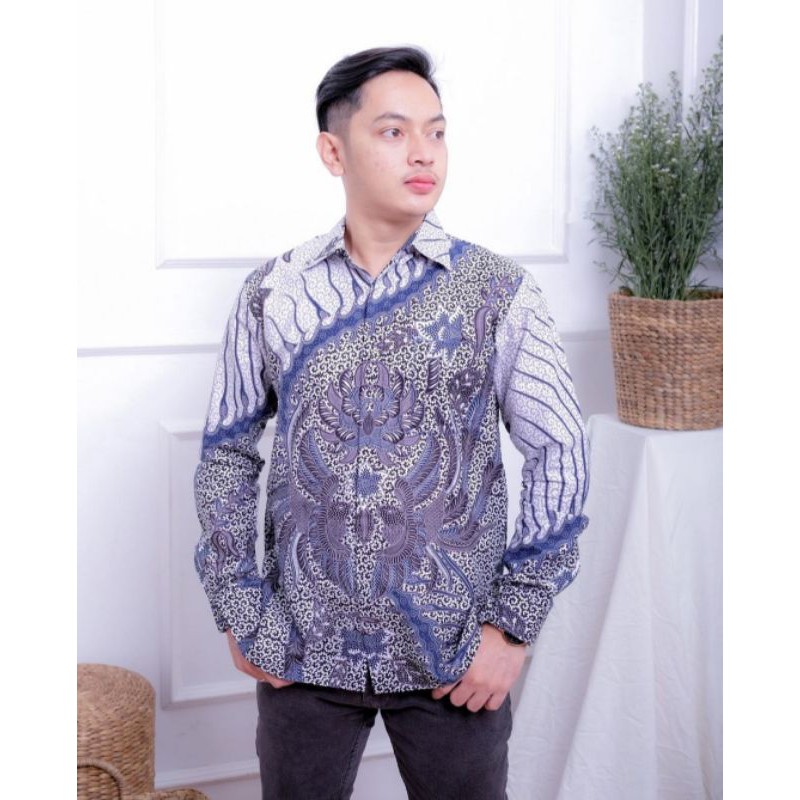 KEMEJA BATIK LENGAN PANJANG CAKRAWALA GREY BATIK - KEMEJA BATIK LENGAN PANJANG - BAJU COWOK BATIK - KEMEJA BATIK KANCING DEPAN RPIA - KEMEJA KATUN PRIA HALUS