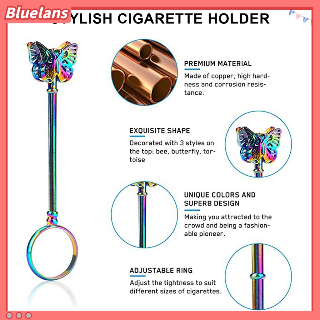 Bluelans Cincin Holder Rokok Bentuk Capung Bahan Tembaga Warna Cerah Adjustable