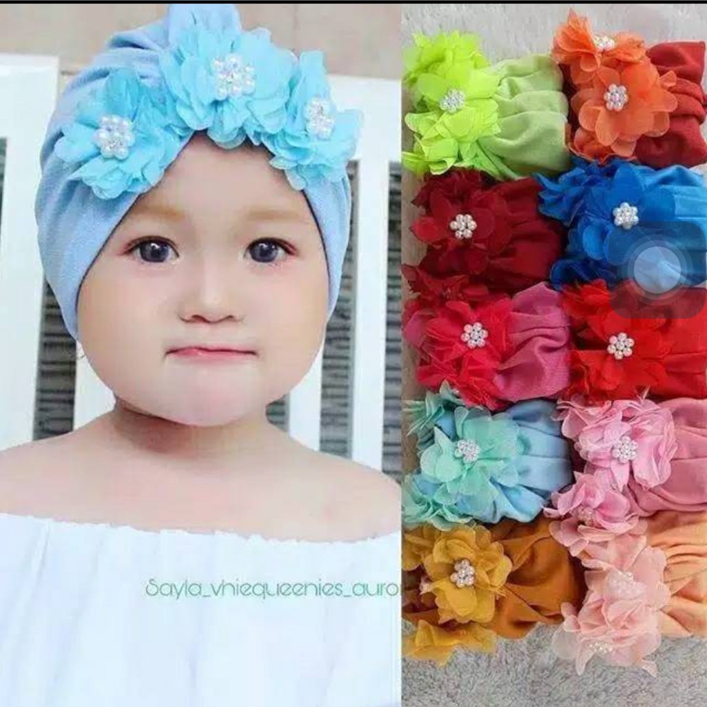 turban anak / TURBAN BUNGA 3 / turban bayi / baby &amp; kids / jilbab anak / PUSAT JILBAB CICALENGKA