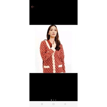 Signature Monogram Cardigan Cherry Buttonscarves sz L