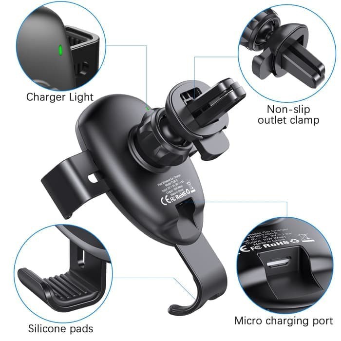 Car charger wireless Choetech 10w 1.8a fast charging with mount holder T536 S - Charger mobil T536-S