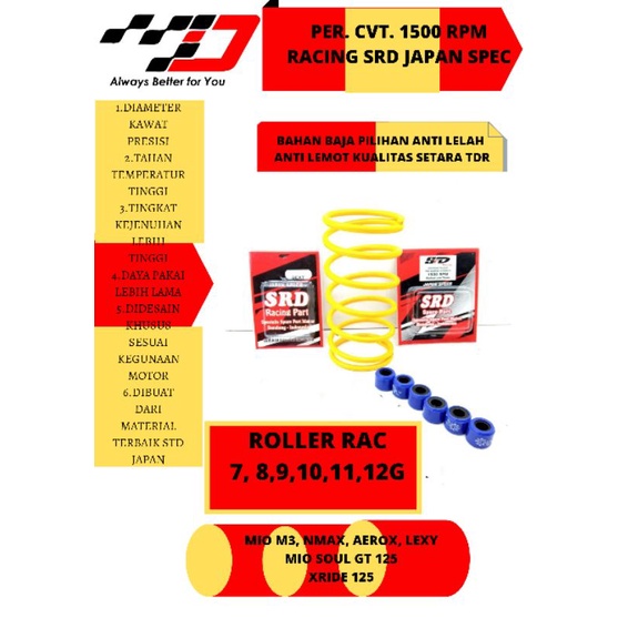 PER CVT AEROX NMAX MIO M3 MIO SOUL GT 125 DAN ROLLER 7  8 9 10 11 GRAM AKSLERESI LEBIH MANTAP SRD. R