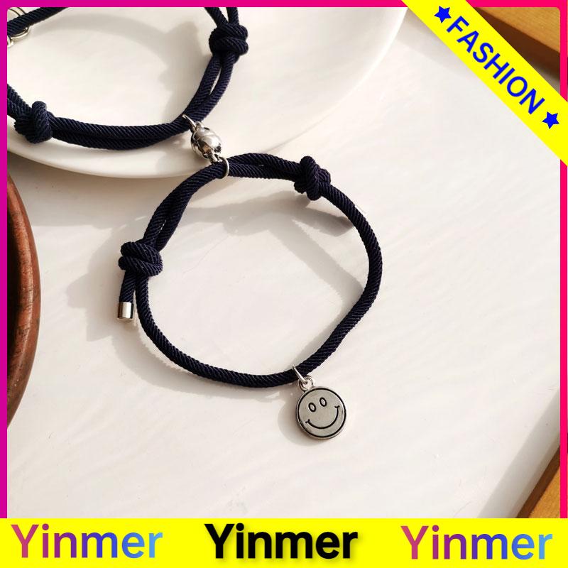 COD✨ 2 Pcs/Set Gelang Pasangan Yang Tersenyum Gelang Couple Tenunan Tangan Baru Aksesoris Perhiasan Fashion Korea-Yinmer
