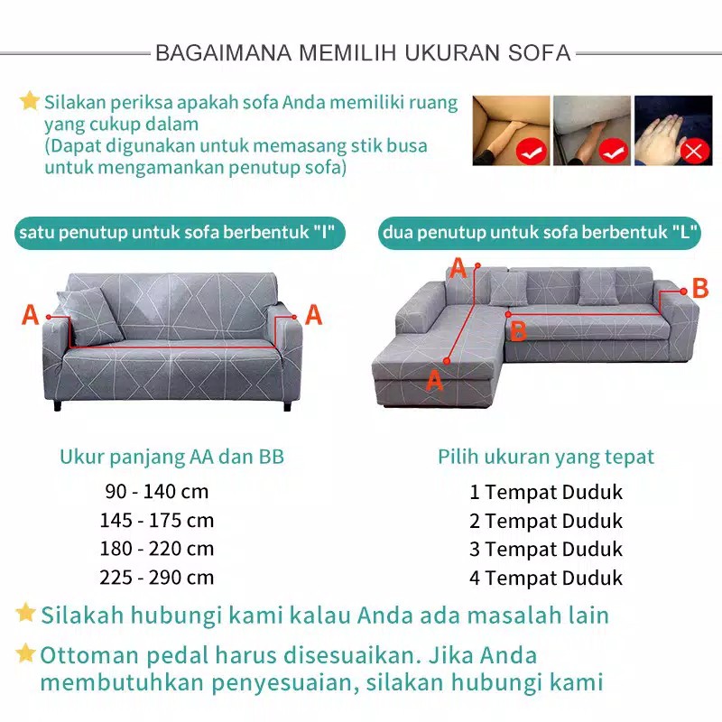 Cover Sofa Ukuran 1 Seater/Dudukan Sarung Anti-selip Sarung Kursi Sofa/ Sarung Tempat Duduk