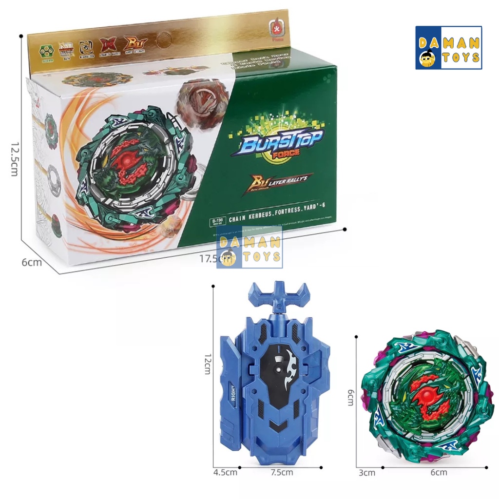 Gasing Beyblade Burst Ultimate B-198 Chain Kerbeus Fortress Set Lengkap