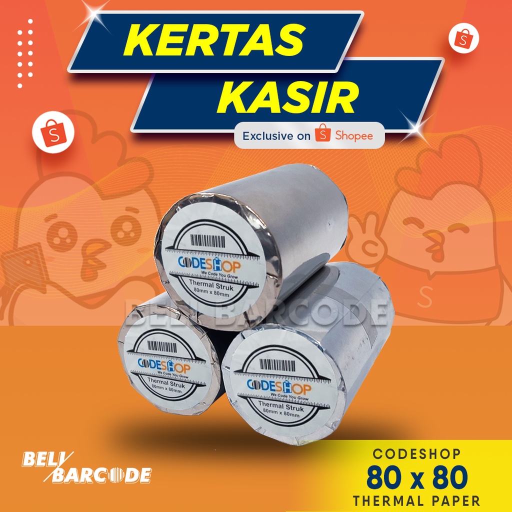 Kertas Thermal Codeshop 80x80 mm Struk Kasir Printer 80mm