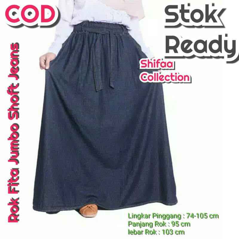 Rok Jeans / Rok Vita Jumbo Panjang (BB 50-80 Kg / All Size Dewasa)