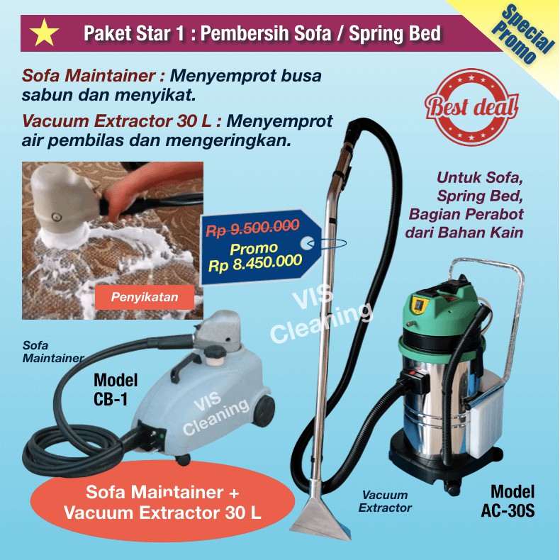 Paket Pembersih Sofa &amp; Spring Bed (Sofa Maintainer + Vacuum Extractor)