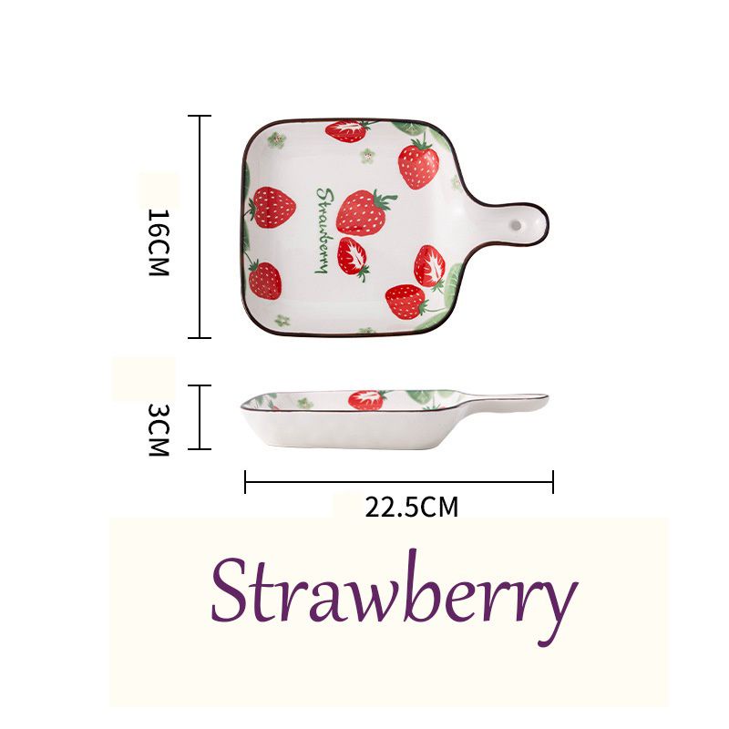 mangkuk piring plate keramik motif strawberry