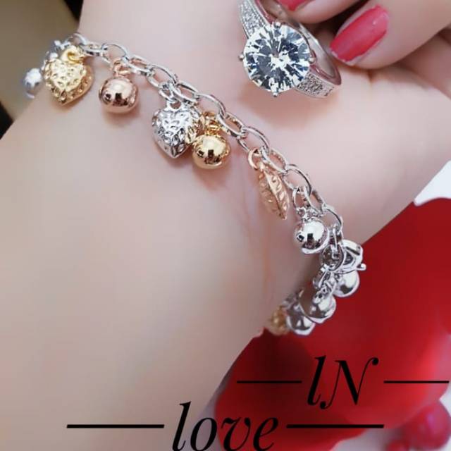 Set gelang kombinasi warna plus cincin