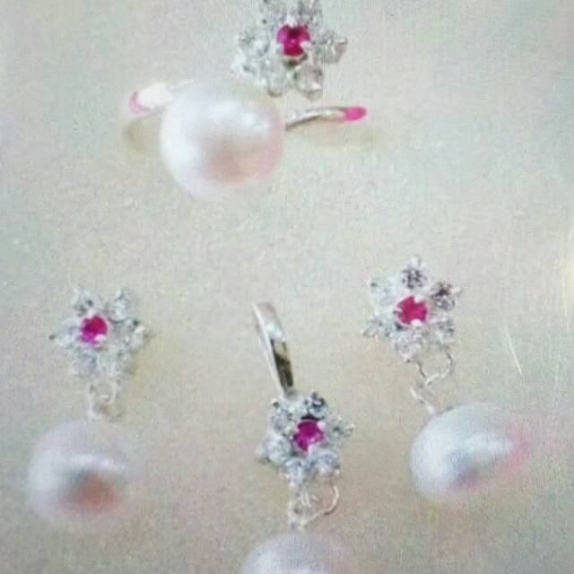 Set perak asli 925 mutiara tawar asli lombok