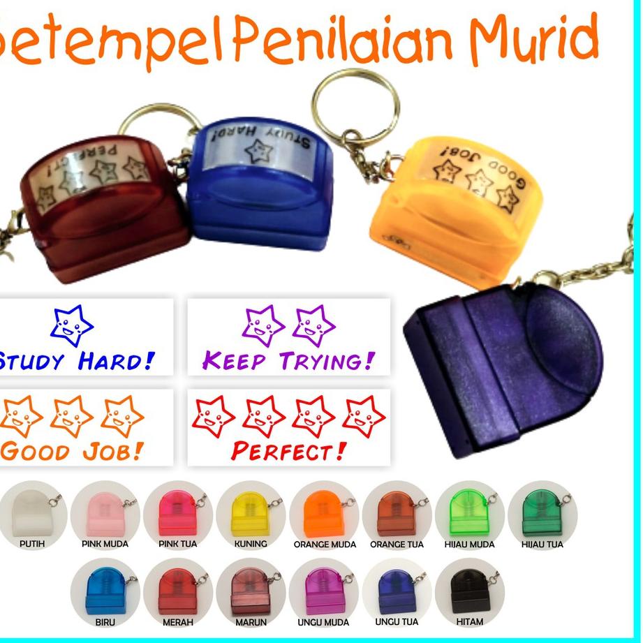 [VaJ ㊙] Stempel Penilaian Murid PAUD TK SD - Stempel Flash Mini 10x28mm Custom Desain Warna Tulisan 