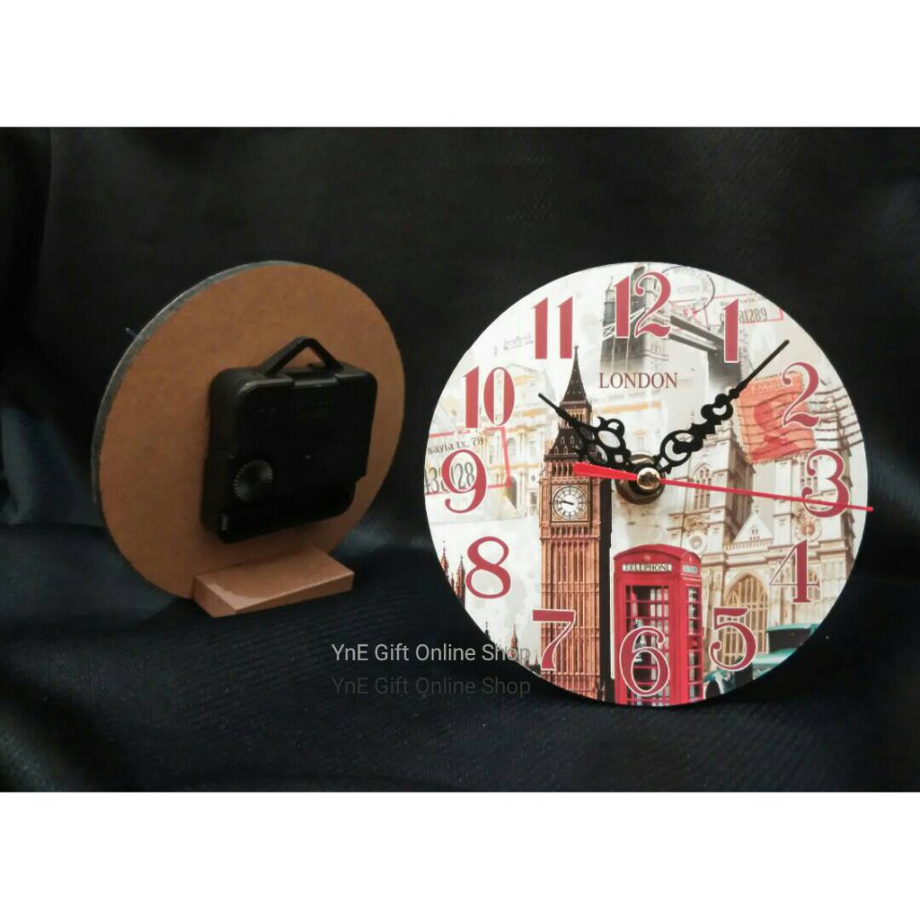 Jual Jam Meja Kayu 08, Jam Dinding Murah, Jam Meja Kantor, Jam London