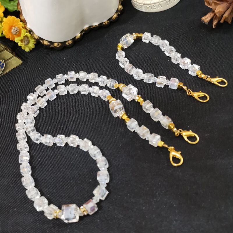 Strap & Konektor Masker Swarovski clear bening