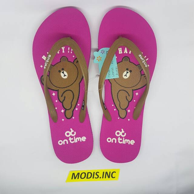 Ontime Be Happy Fusia Sandal Wanita Modis Murah Original