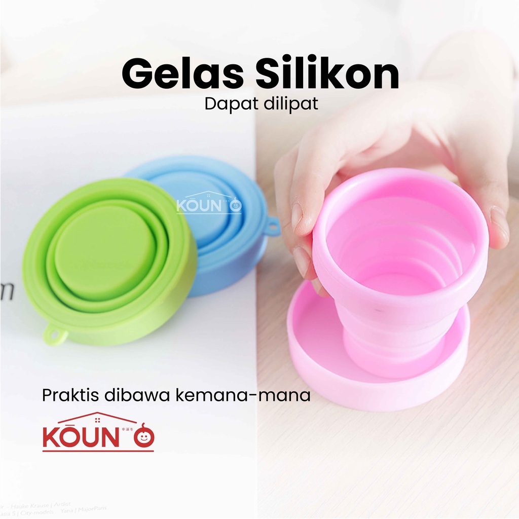 Cangkir Gelas Lipat Tarik Wadah Tempat Minum Silikon Anti Pecah Portable Travel Silicone Folding Cup