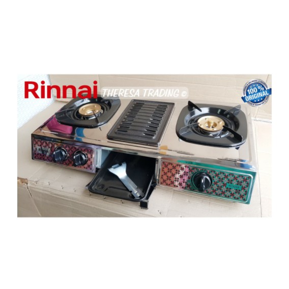 Rinnai Kompor Gas 2 Tungku + 1 Grill Pan Stainless Steel RI-524A 524A