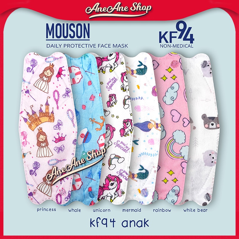 Masker Mouson KF94 Anak Motif isi 10 4 ply Masker Sekali Pakai Non Medis