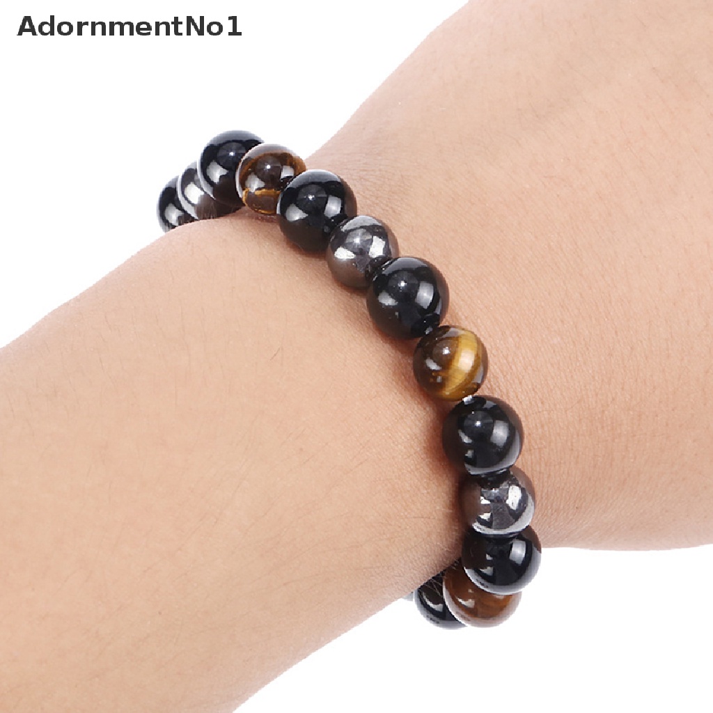 (AdornmentNo1) Gelang Tangan Batu Hematite Magnetik Untuk Kesehatan / Menurunkan Berat Badan Pria