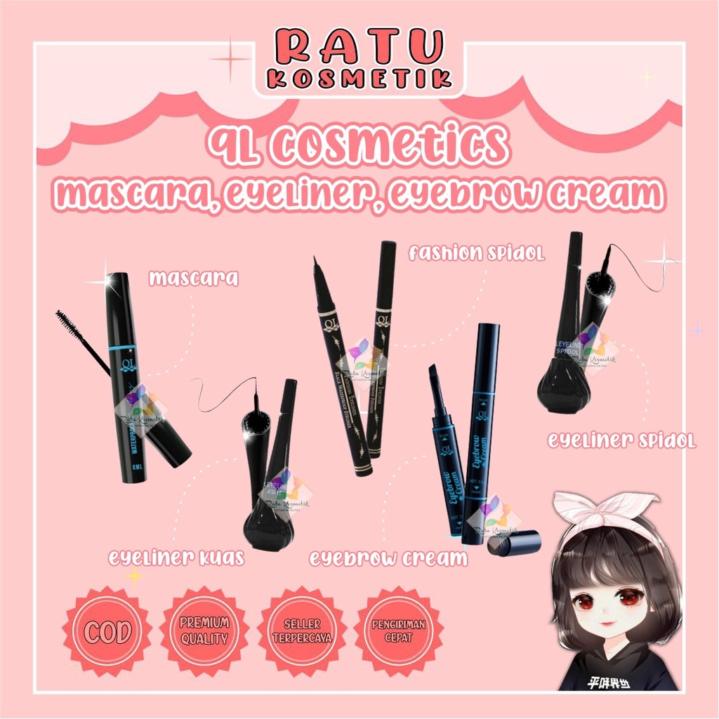 ❤ RATU ❤ QL Cosmetic Mascara | Eyeliner Spidol Kuas | Eyebrow Cream | Eyeliner Fashion | Maskara Eye liner Waterproof