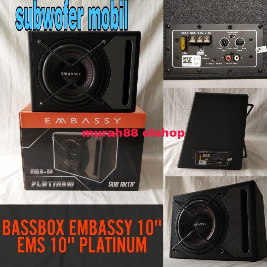 Subwoofer Aktif mobil 10 inch BASSBOX Embassy Trojan EMS-10