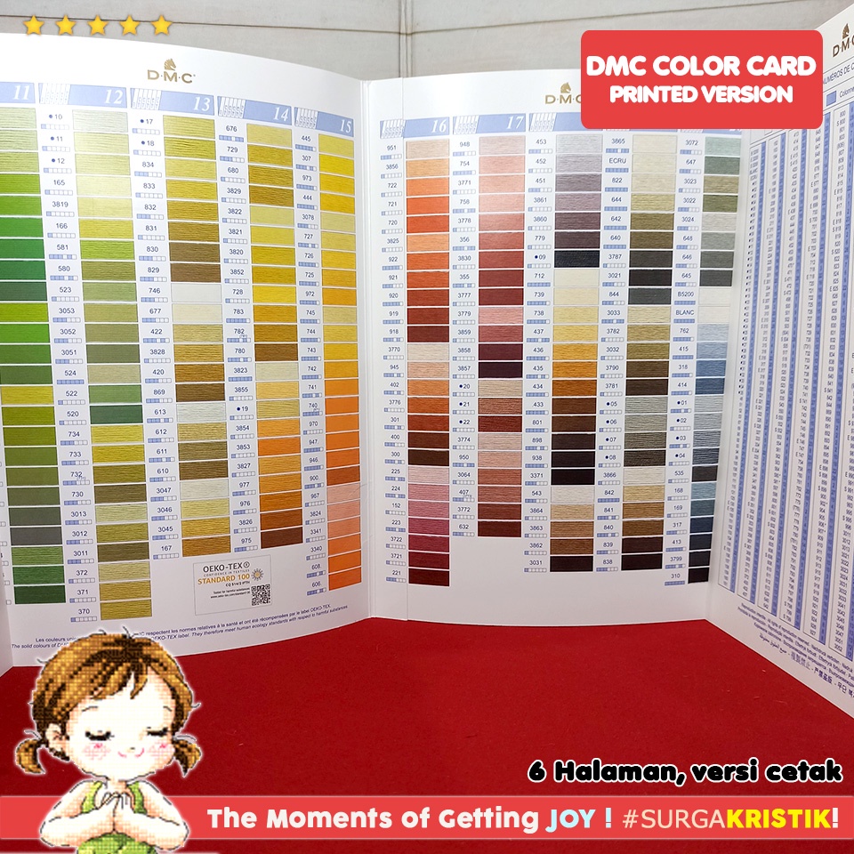 Katalog Benang Sulam DMC Color Card Printed Tanpa Benang W100BR