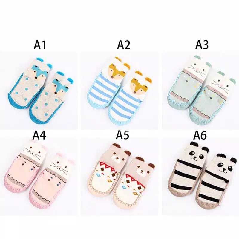 Kaos Kaki Bayi Korea Motif Hewan / PreWalker Baby Anti Slip high knee sock