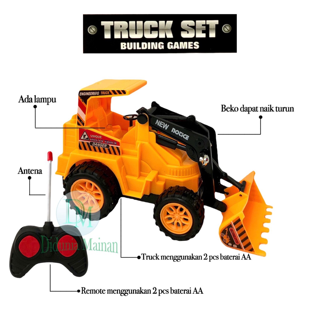 Mainan Anak Rc Remote Control Mobil Truk Konstruksi Excavator Set