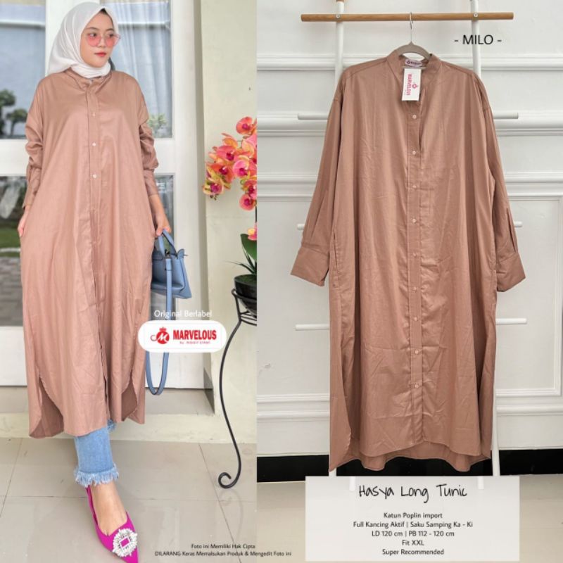 Tunik katun polos / Harsya long tunik by marvelous / Long tunik muslimah