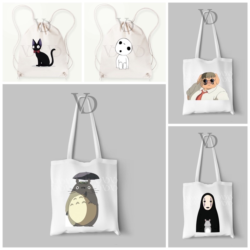 tote bag kanvas / tote bag totoro / tote bag anime japan / tote bag anime jepang / tote bag ghibli studio