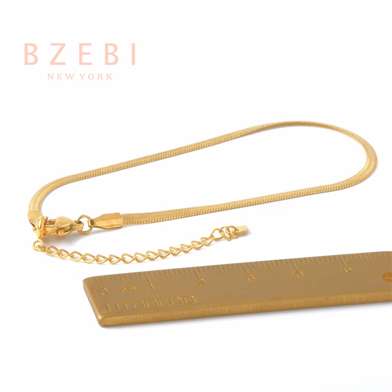 Gelang Kaki Rantai Ular Lapis Emas 18k Bahan Titanium Steel Hypoallergenic Dapat Disesuaikan Untuk Wanita 194b