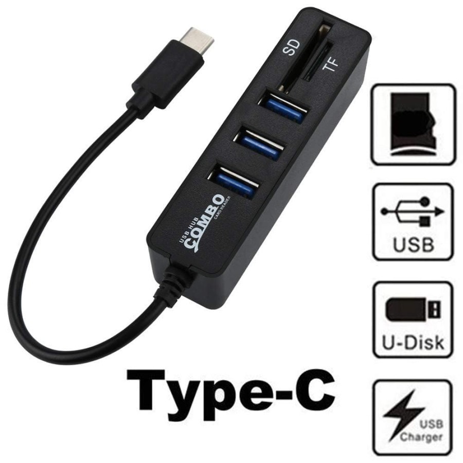 USB Hub Type-C OTG USB 2.0 Hub Splitter Combo, SD/TF Card Reader