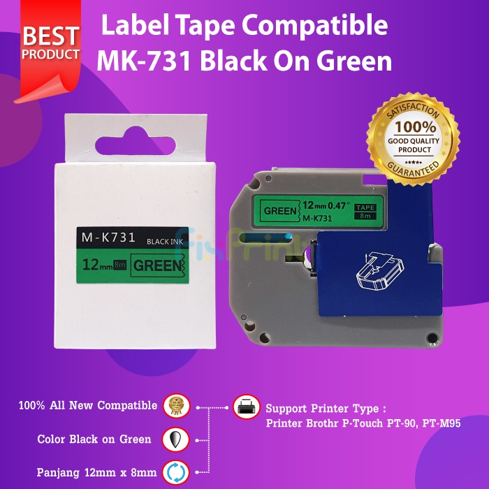 Label Tape 12mm MK-231 MK-531 MK-631 MK-731 MK-931 Black On Yellow PT-M95 PT-90 Compatible