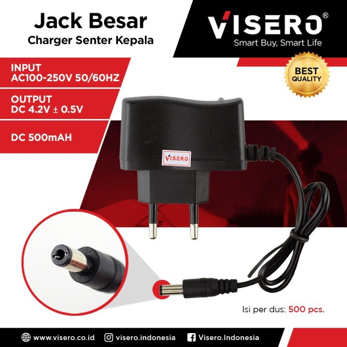 Charger Senter Kepala / Headlamp Visero ( Jack Besar )