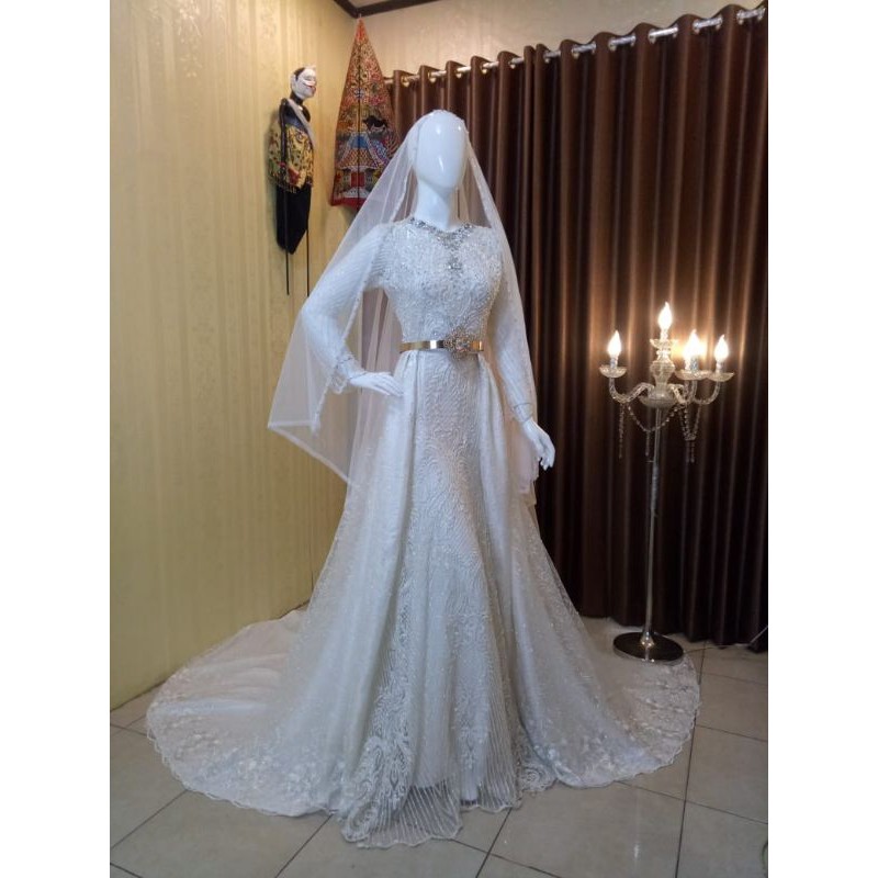 GAUN PENGANTIN PUTIH DUYUNG