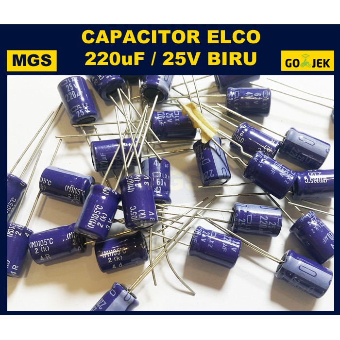 100Pcs Capacitor Elco 220uf 25v / Elco Kapasitor 220uf 25v