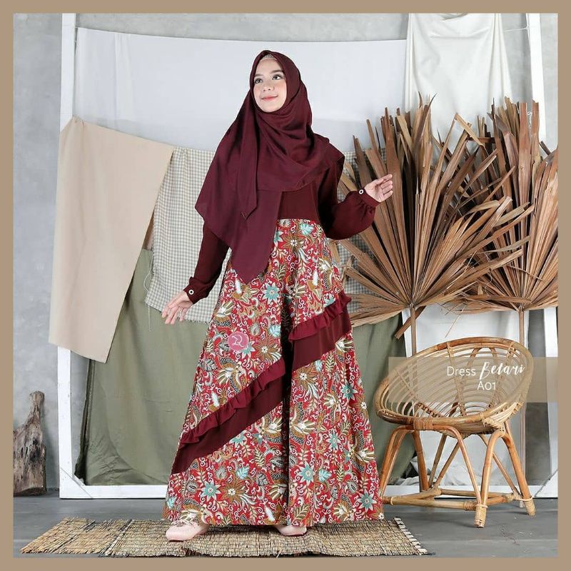 Betari dress gamis batik gamis formal gamis katun busui friendly by Zizara