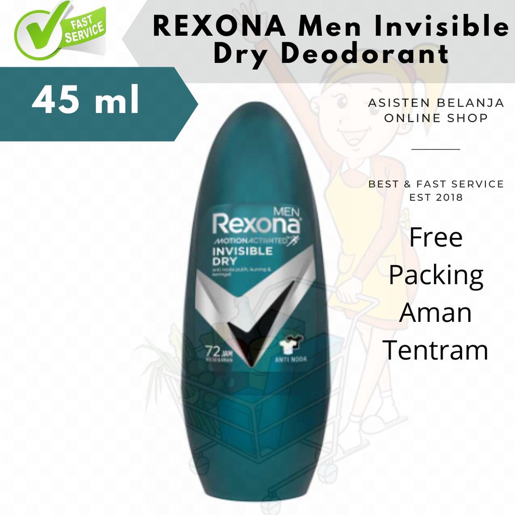 Rexona Men Motion Sense Invisible Dry Black + White 48H 45ml Roll On Deodorant rollon 45 ml